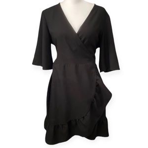 Topshop Ruffle True Wrap Dress in Black size Women's 8 medium